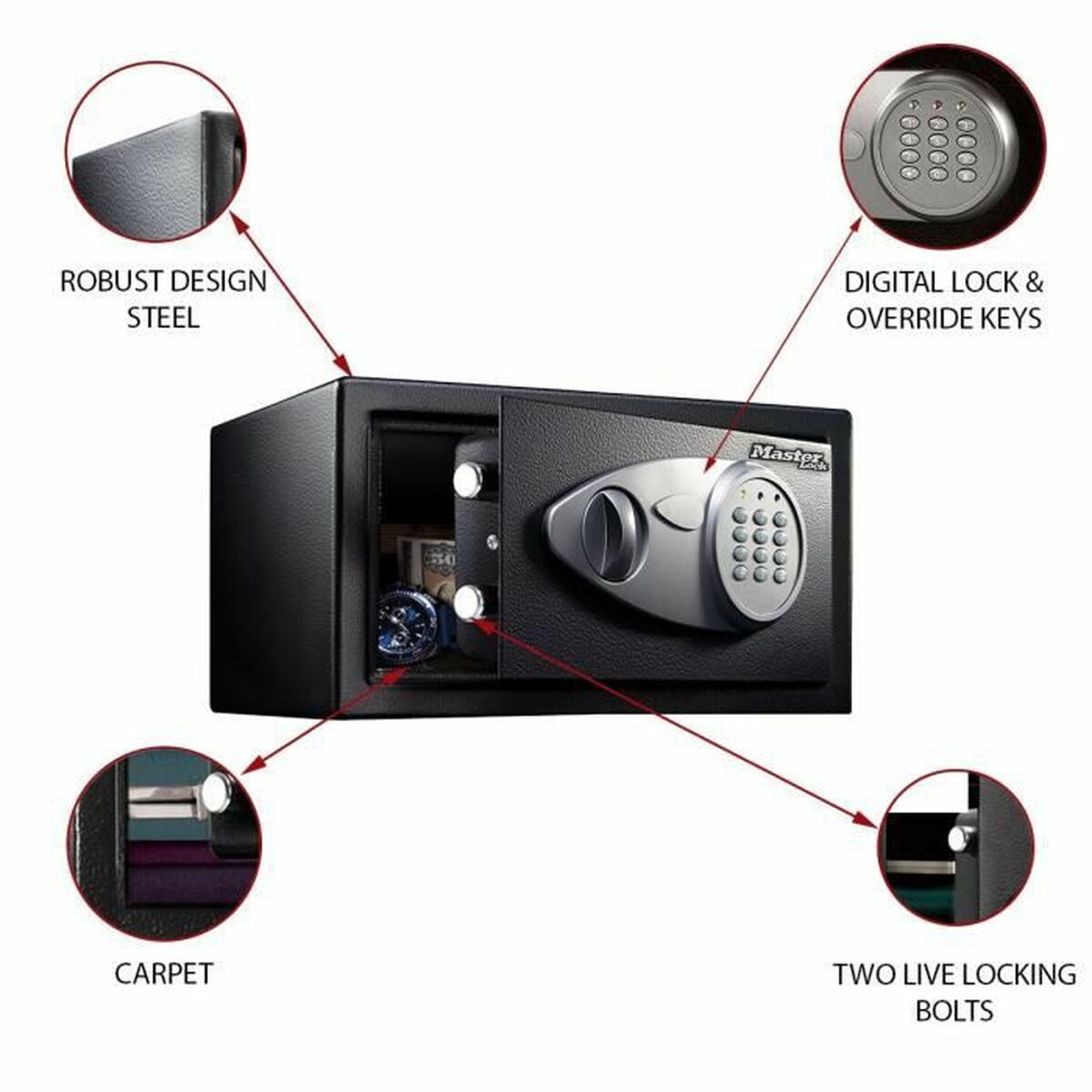 Safety - deposit box Master Lock X041ML Black Black/Grey Steel 11,7 x 7,9 x 5 cm - Your Home