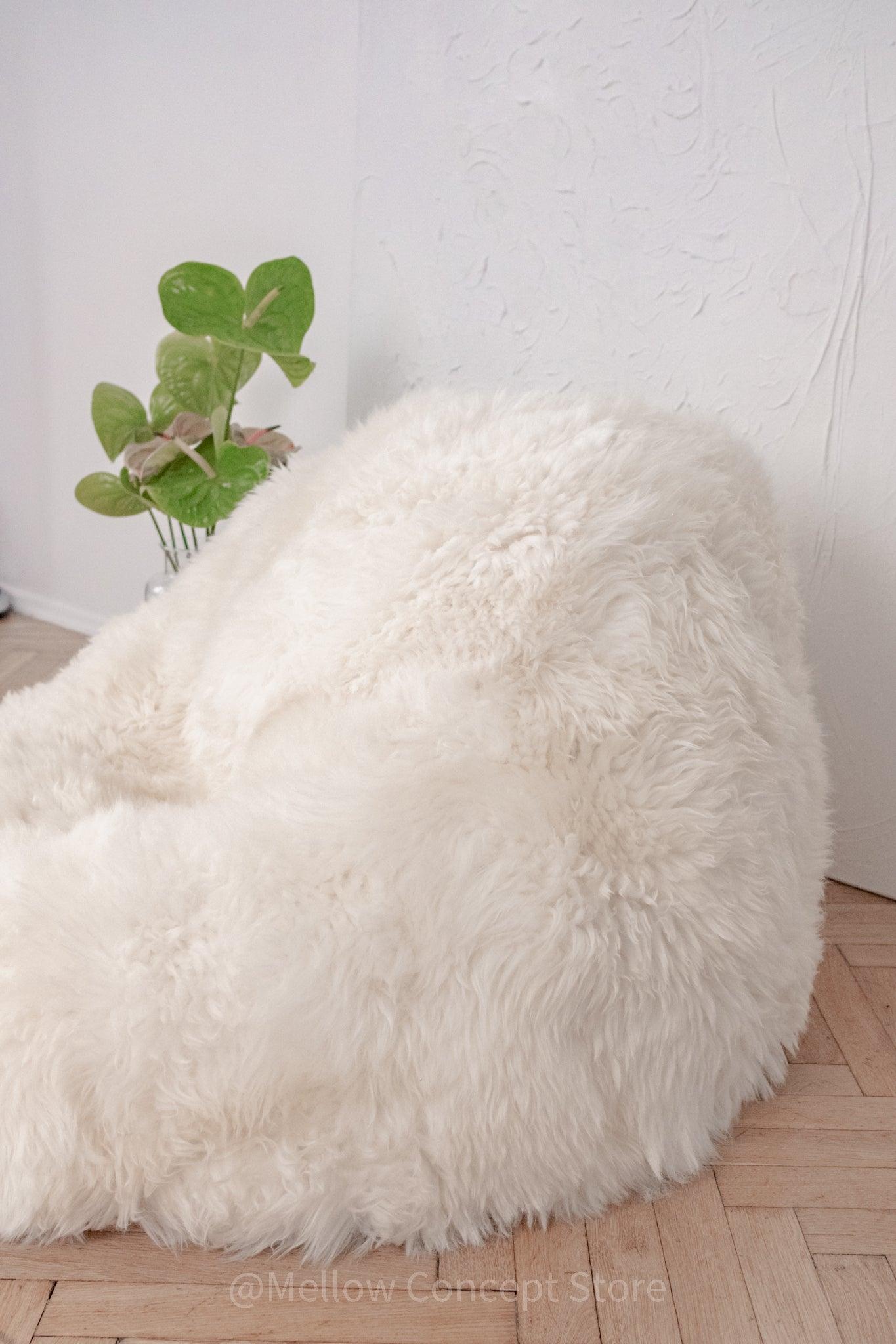 Natural Sheepskin Beanbag - White - Your Home